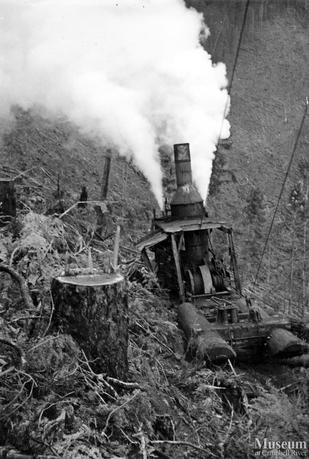 Steam Donkey In Operation Campbell River Museum Online Gallery Steam Donkey In Operation Campbell River Museum Online Gallery