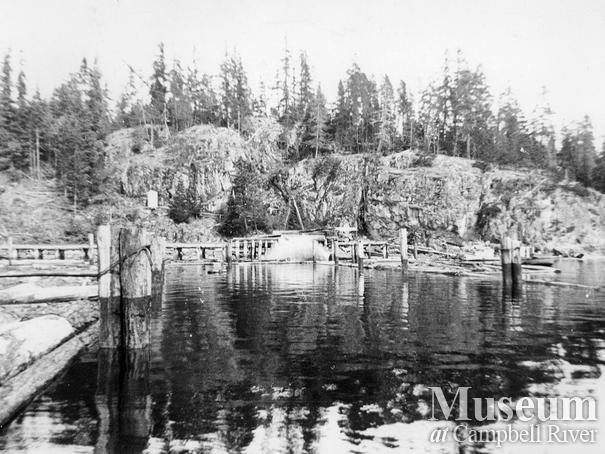 The log dump at Camp 0 on Thurlow Island