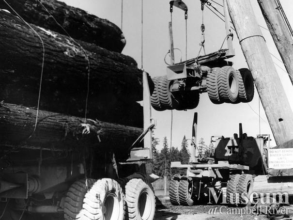 Piggybacking' a logging truck at Elk River Timber co.