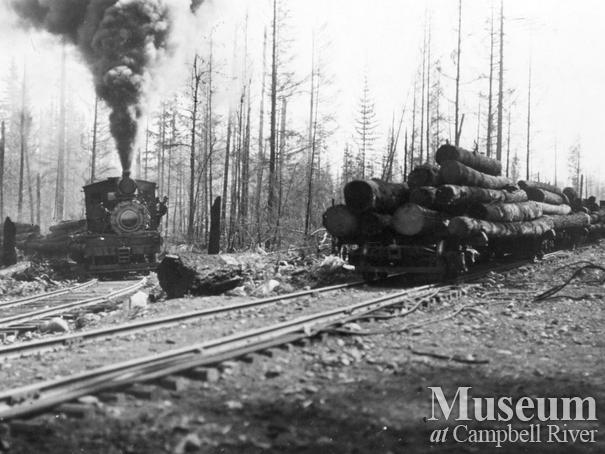 International Timber Co. locomotive with a load of logs