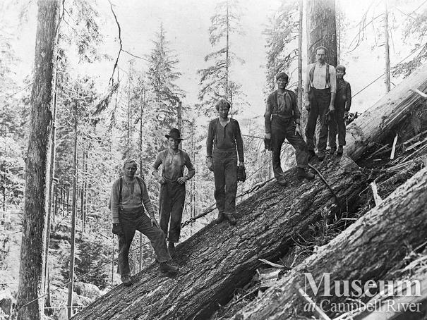 Bendickson Logging crew at their operations at Jervis Inlet